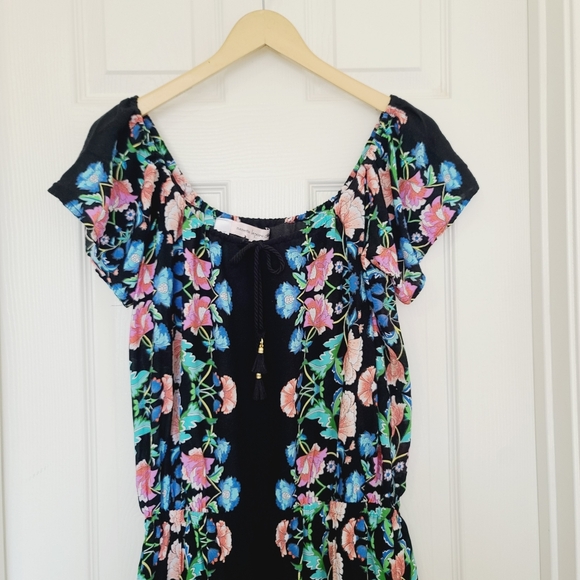 Nanette Lepore Black Floral Dress Size L - Picture 3 of 5
